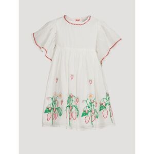 NWT Stella McCartney Kids Cotton short sleeve dress with strawberry embroidery